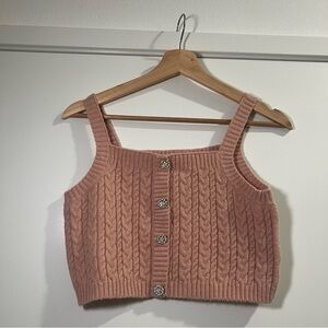 Pink knit crop top